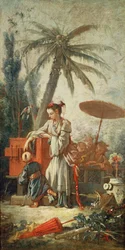 Kinesisk nyfikenhet, studie för en tecknad gobeläng, c.1742